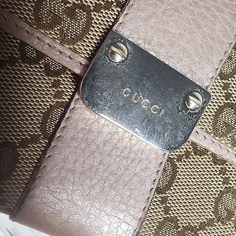 Gucci Long Wallet Signature Canvas With Pink Champagne Leather Trim - Picture 3 of 11